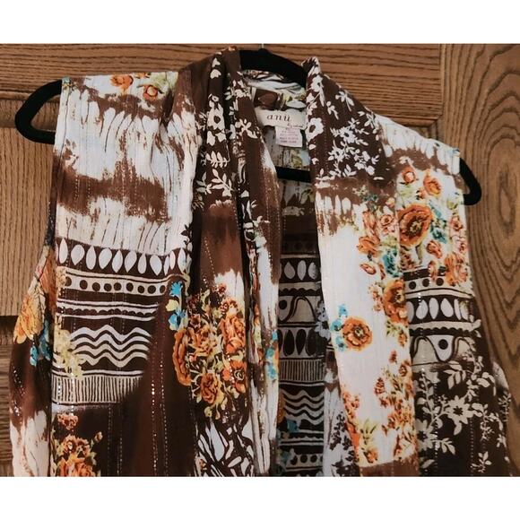 Anu By Natural Size XL Multi-Colored Fall Bohemian Styled Vest Cotton - Picture 3 of 9